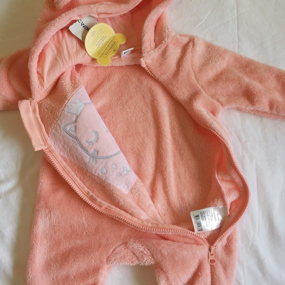 NEW lc waikiki fluffy peach kitten bunting suit 6-9 months baby girl - Picture 9 of 10